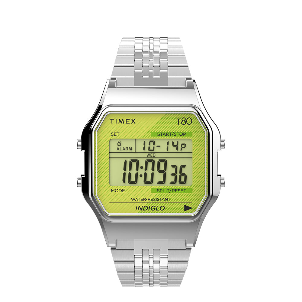 Timex T80 Digital 34mm Stainless Steel Band