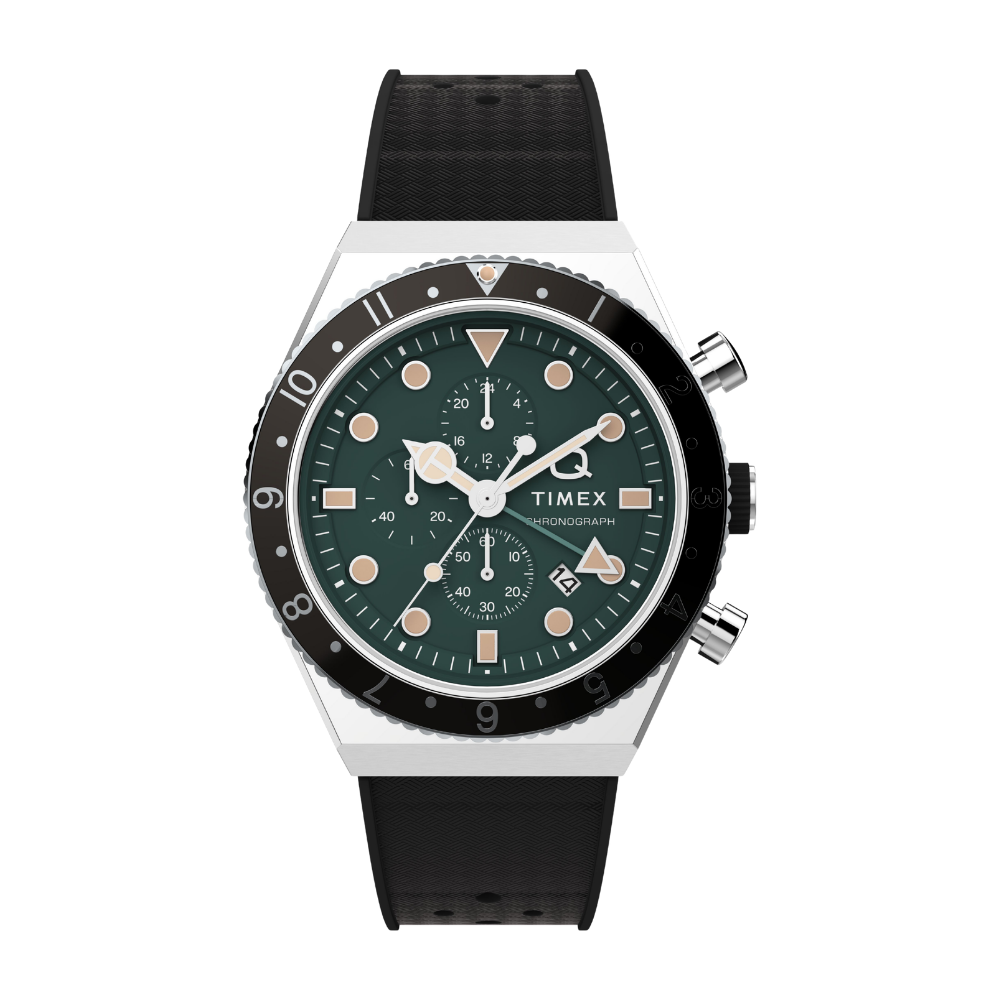 Q Timex GMT Chronograph 40mm Rubber Band