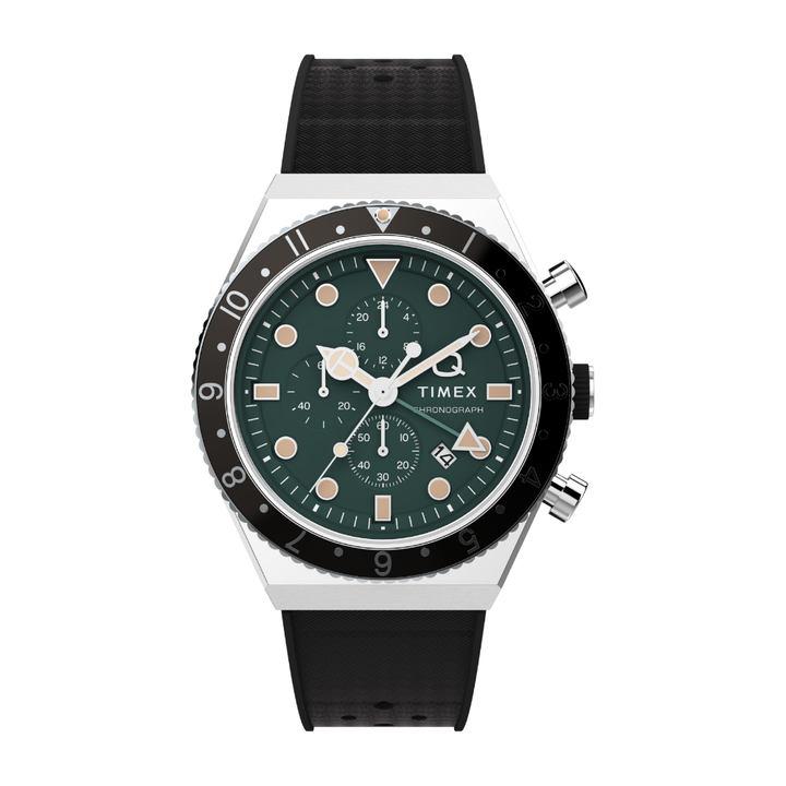 Q Timex GMT Chronograph 40mm Rubber Band