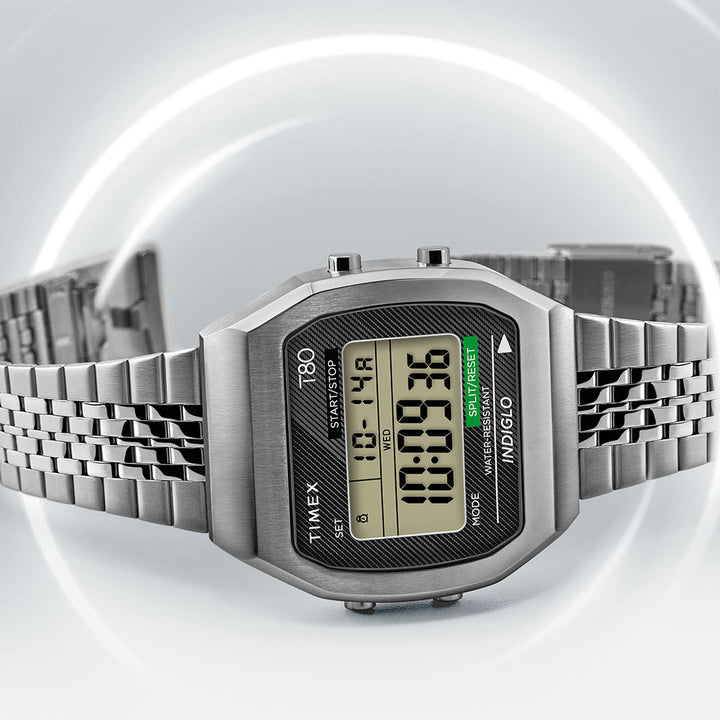 Timex 80 Digital 34mm Stainless Steel Band