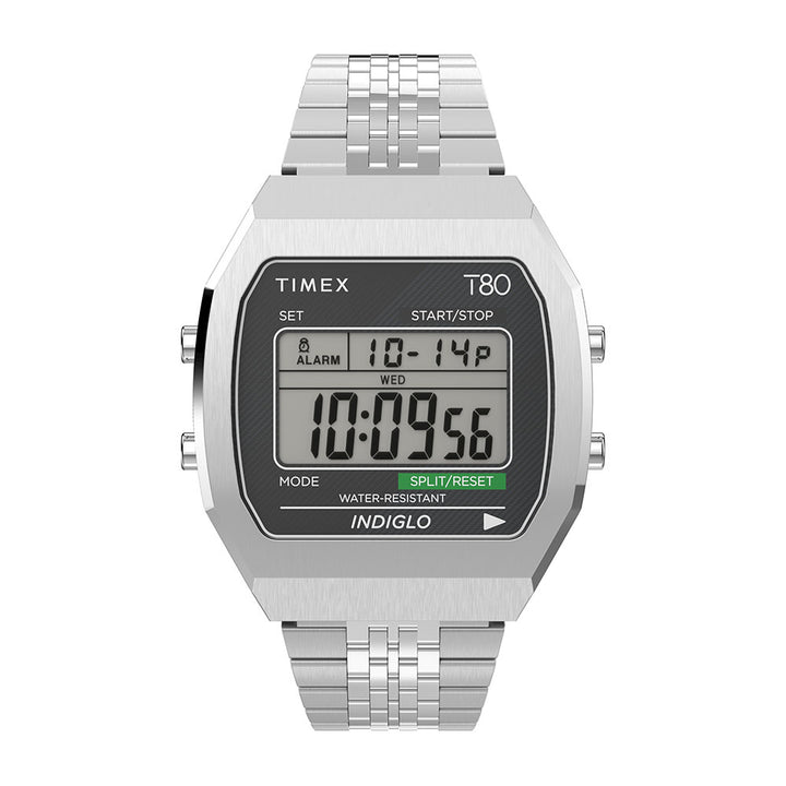 Timex 80 Digital 34mm Stainless Steel Band