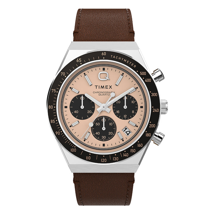 Q Timex Chronograph 40mm Leather Band