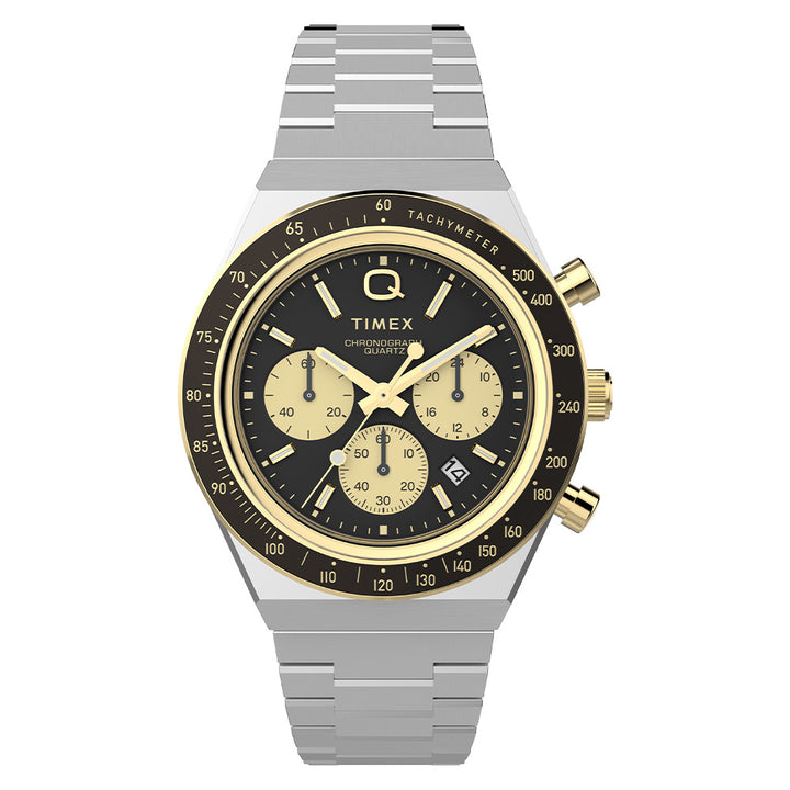 Q Timex Chronograph 40mm Stainless Steel Band