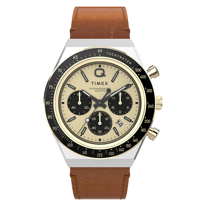 Q Timex Chronograph 40mm Leather Band