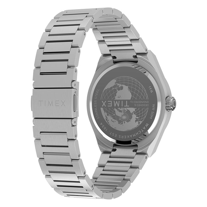Q Timex Continental Gmt 39mm Stainless Steel Band