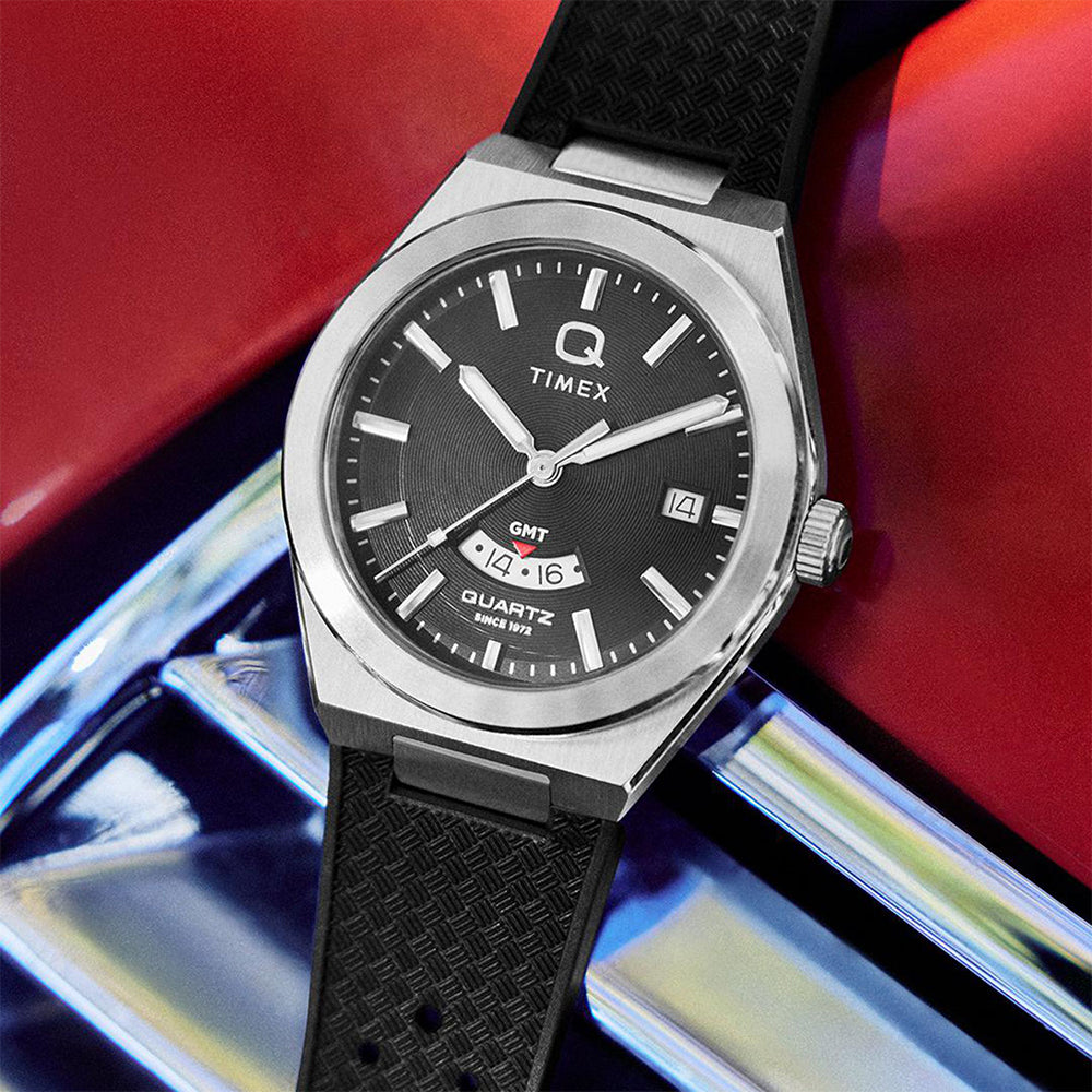 Q Timex Continental Gmt 39mm Rubber Band