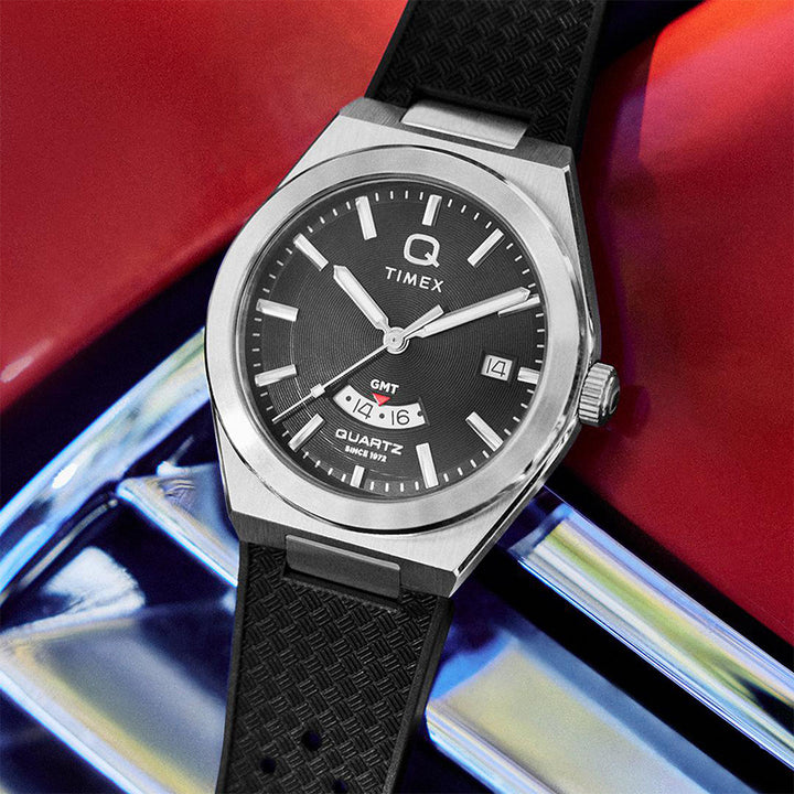 Q Timex Continental Gmt 39mm Rubber Band