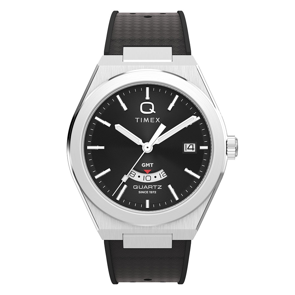 Q Timex Continental Gmt 39mm Rubber Band