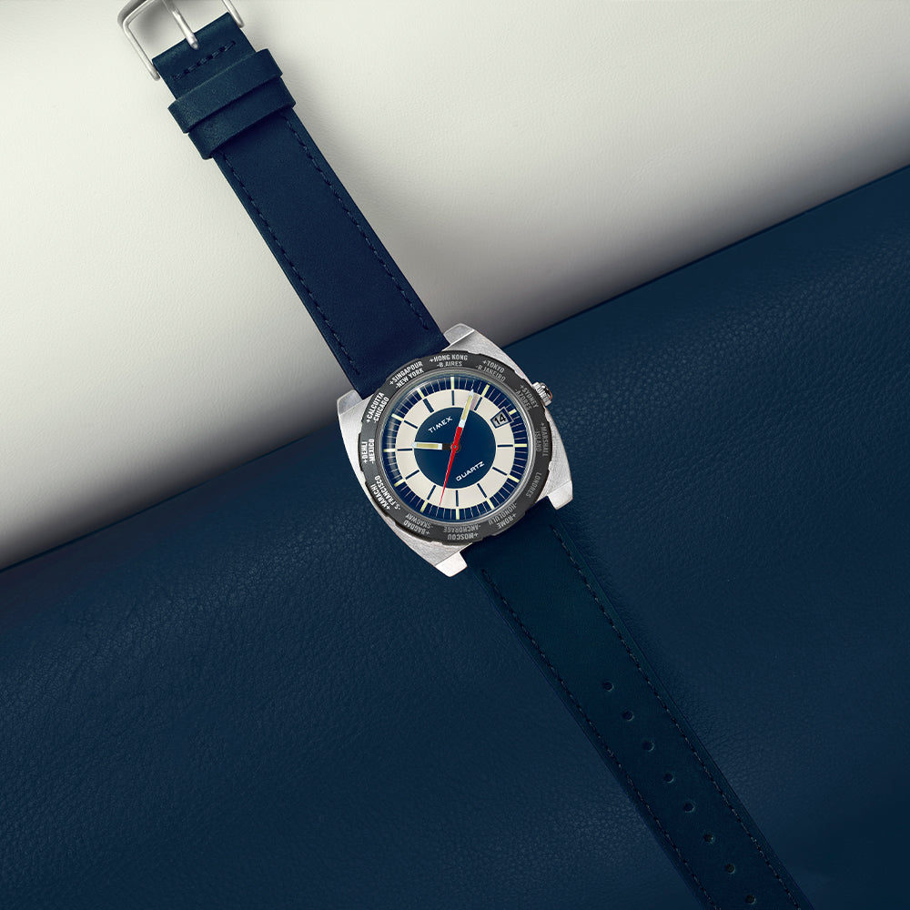 Q Timex 1972 Reissue Date 39mm Leather Band