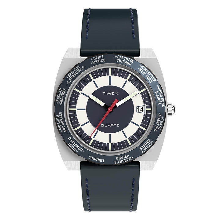 Q Timex 1972 Reissue Date 39mm Leather Band