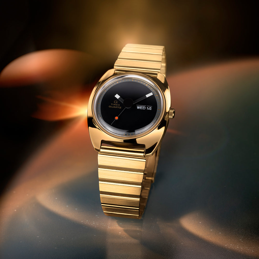 Q Timex Enigma Day-Date 37mm Stainless Steel Band