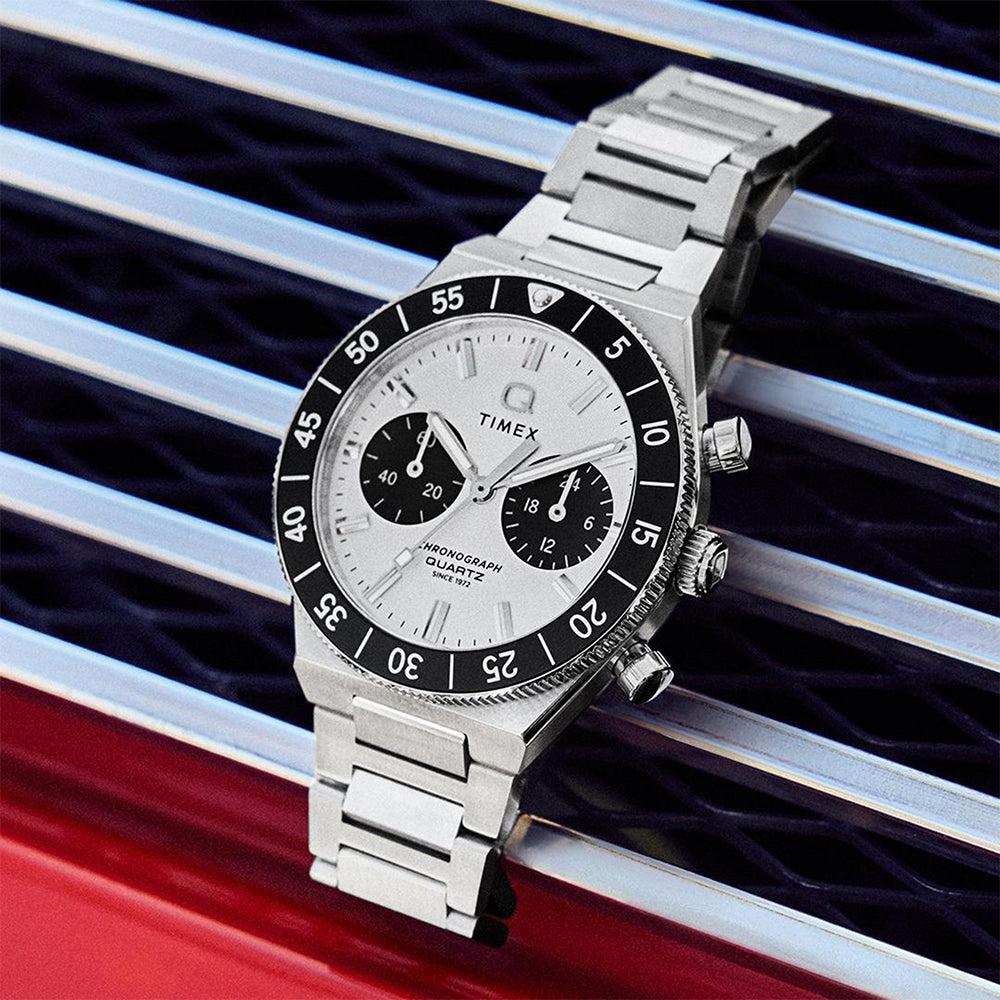 Q Timex Continental Chronograph 40mm Stainless Steel Band