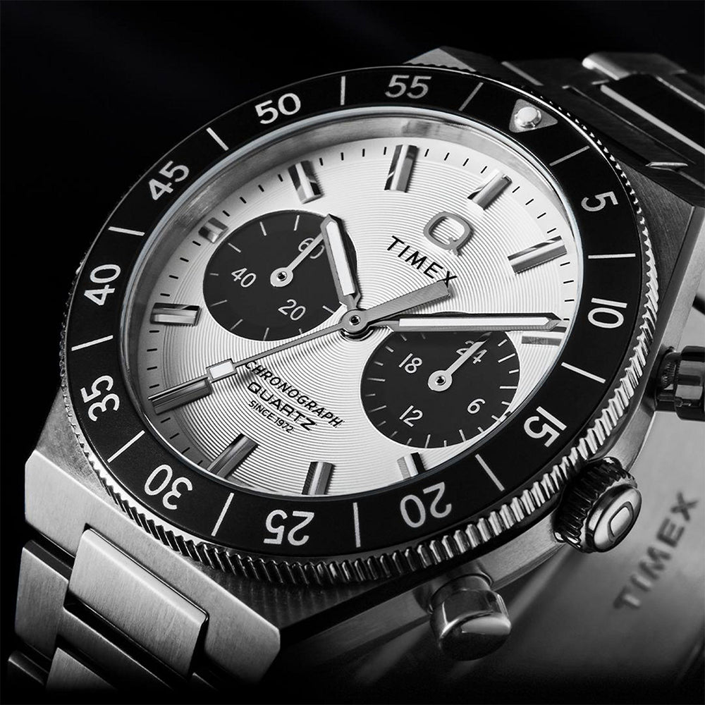 Q Timex Continental Chronograph 40mm Stainless Steel Band