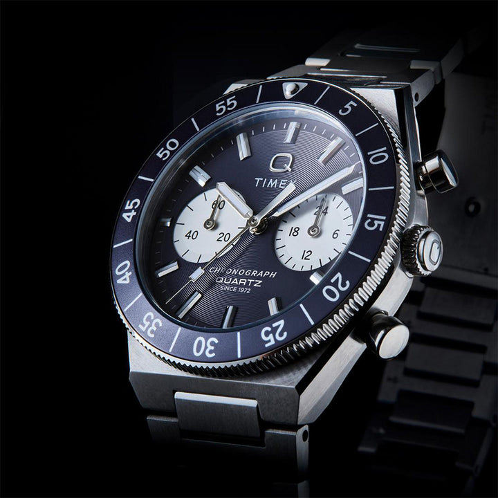 Q Timex Continental Chronograph 40mm Stainless Steel Band