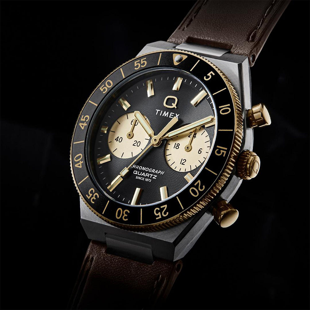 Q Timex Continental Chronograph 40mm Leather Band