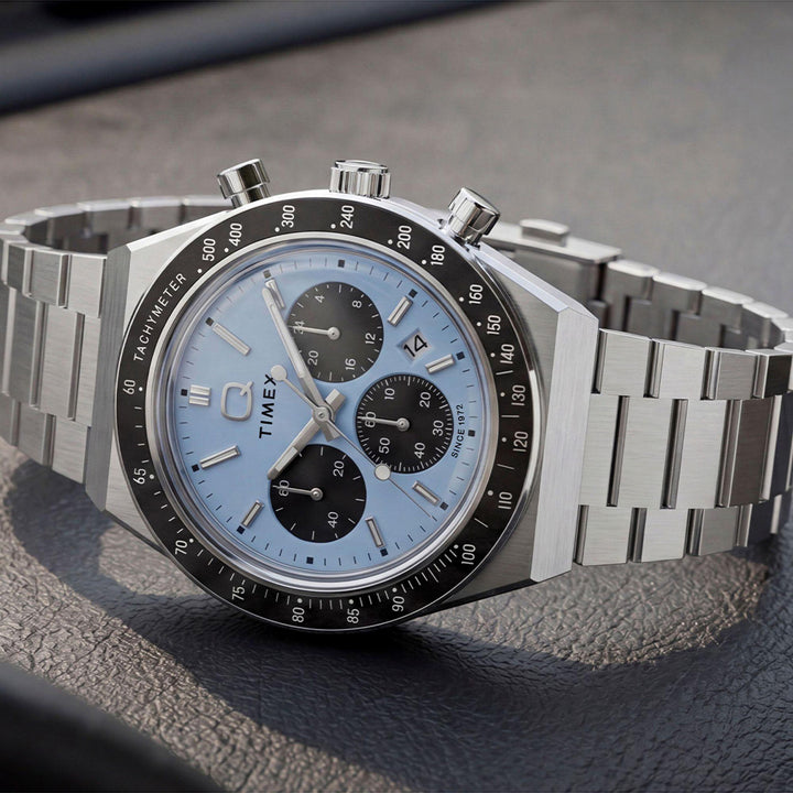 Q Timex Chronograph 40mm Stainless Steel Band