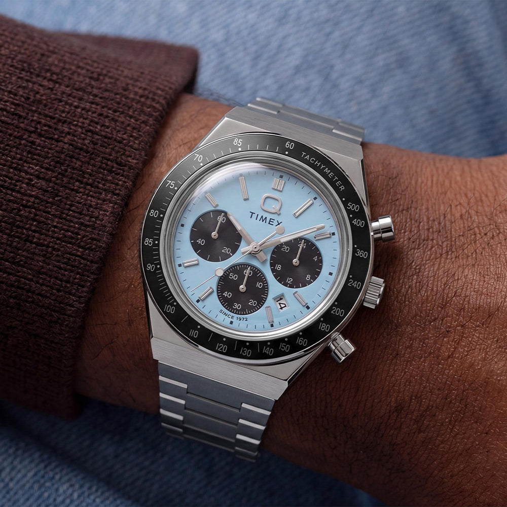 Q Timex Chronograph 40mm Stainless Steel Band