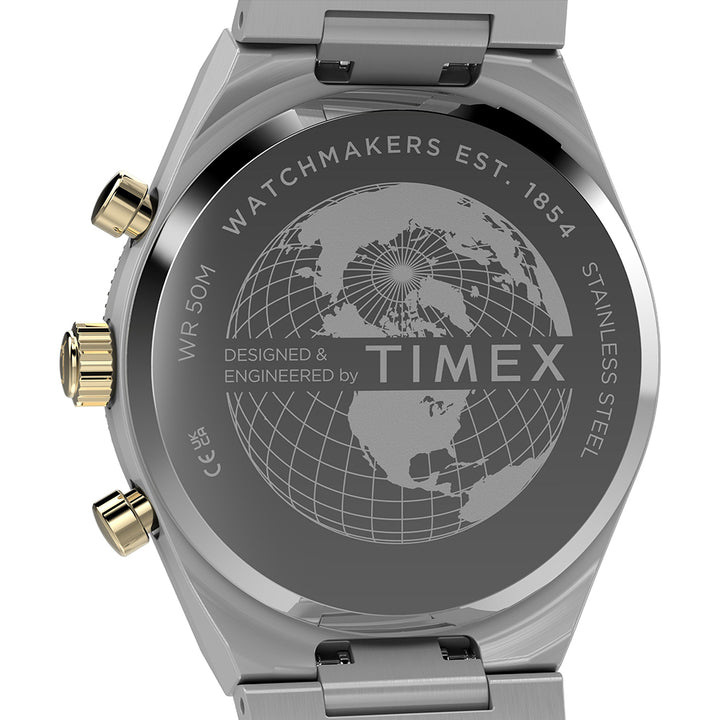 Q Timex Continental Chronograph 36mm Stainless Steel Band