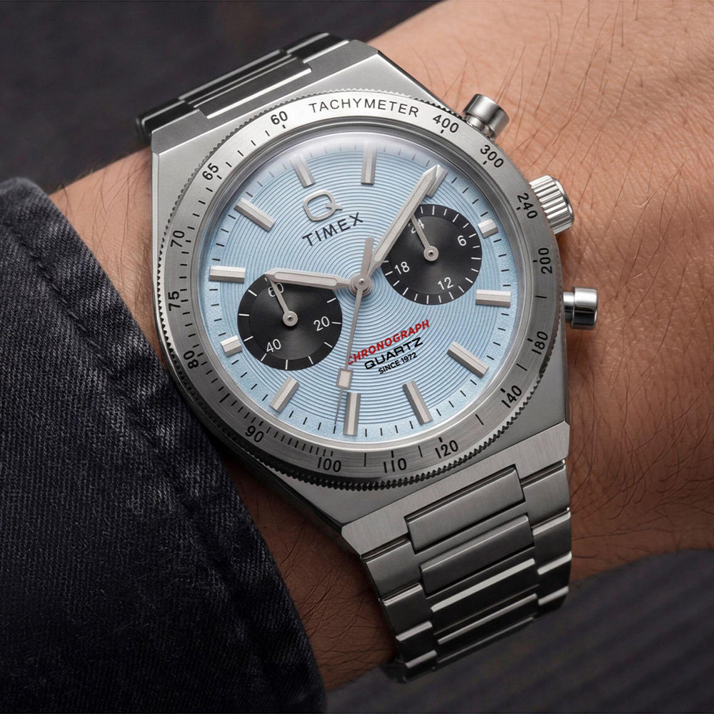 Q Timex Continental Chronograph 36mm Stainless Steel Band