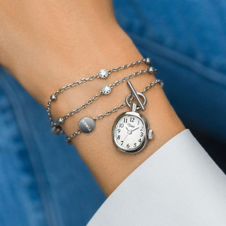 Timex Cavatina Mini Necklace 3-Hand 17mm Stainless Steel Band
