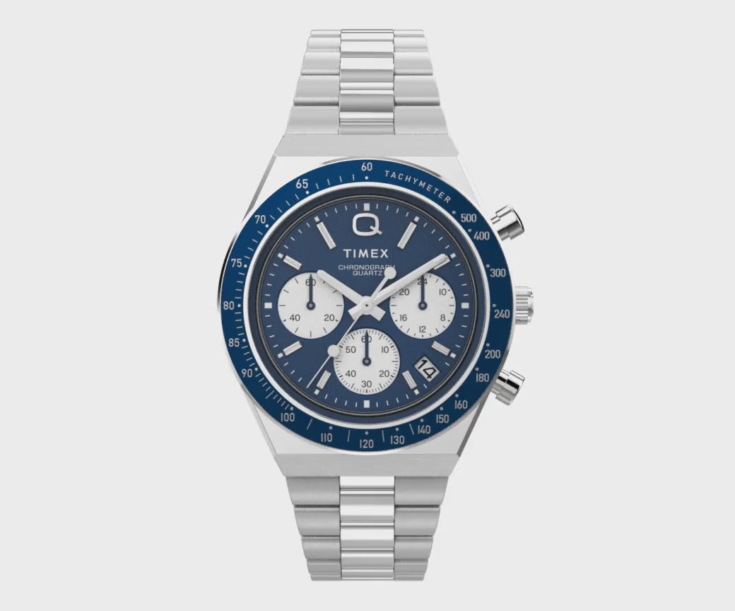 Q Timex Chronograph 40mm Stainless Steel Band