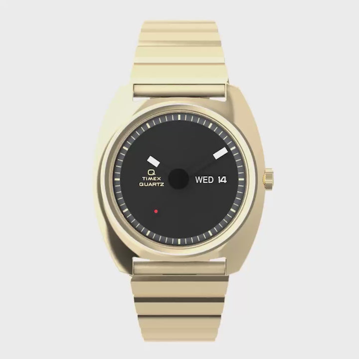 Q Timex Enigma Day-Date 37mm Stainless Steel Band