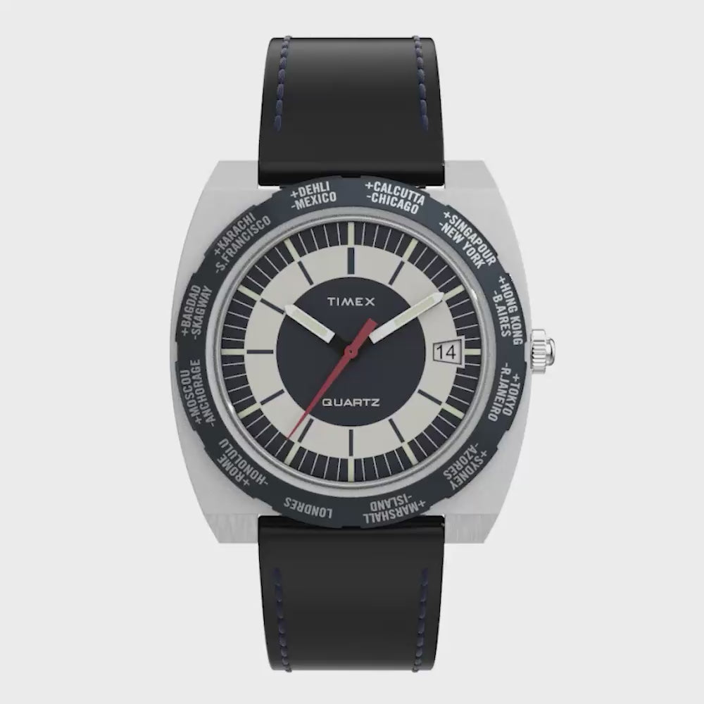 Q Timex 1972 Reissue Date 39mm Leather Band