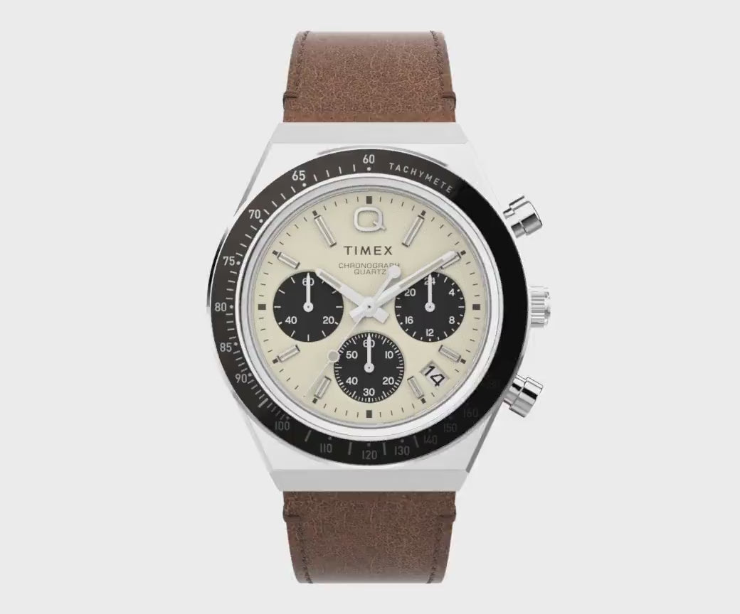 Q Timex Chronograph 40mm Leather Band