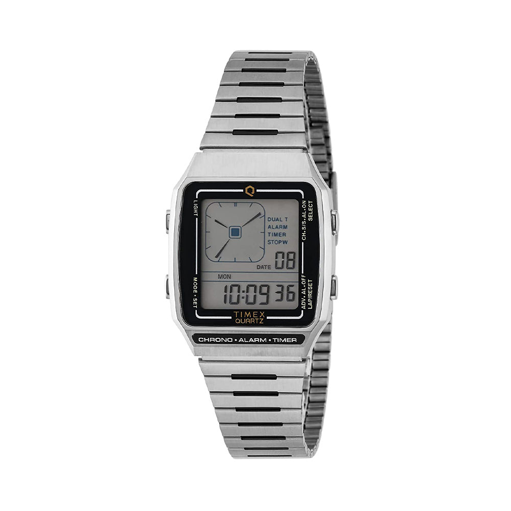 Q Timex Lca Digital 32.5mm Stainless Steel Band