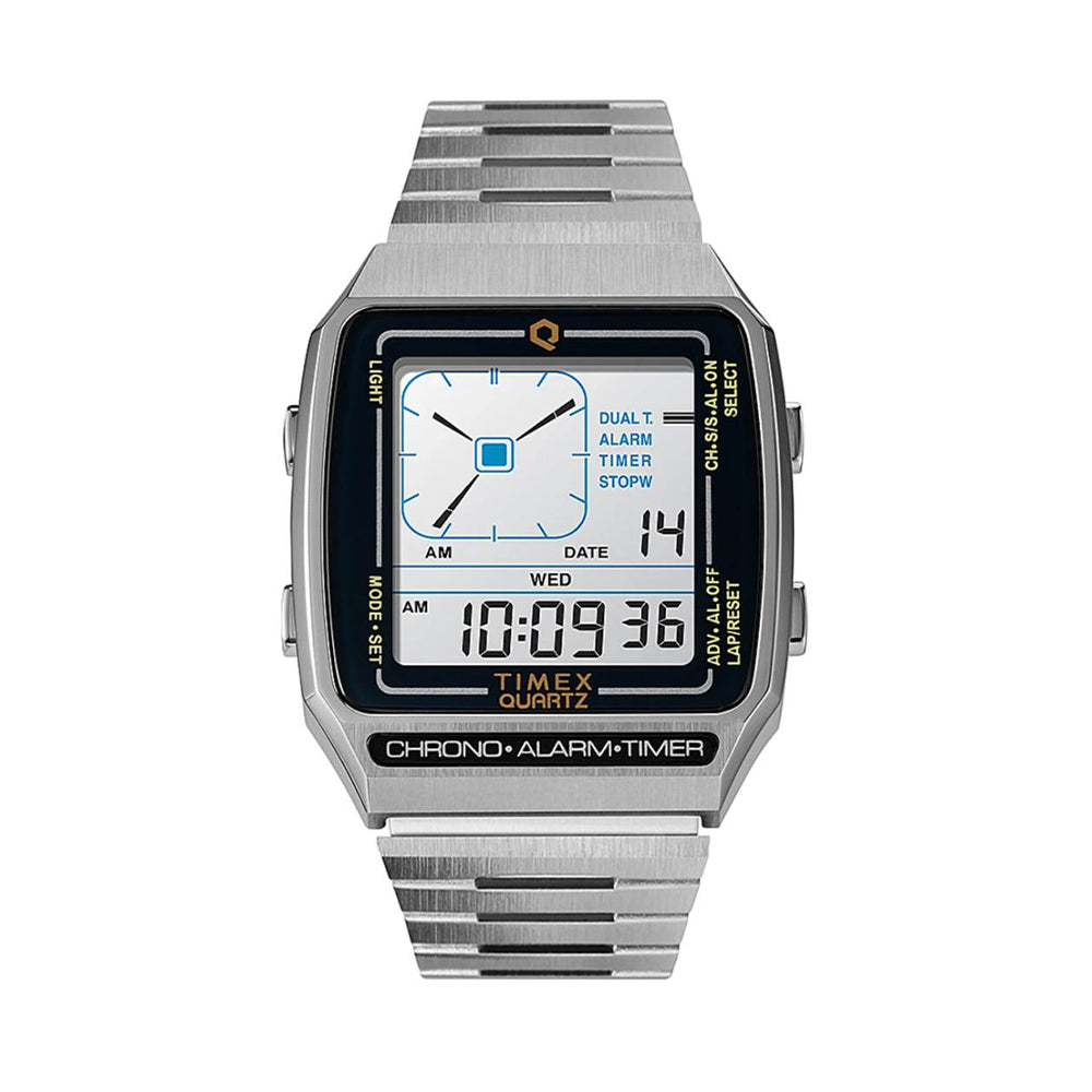 Q Timex Lca Digital 32.5mm Stainless Steel Band