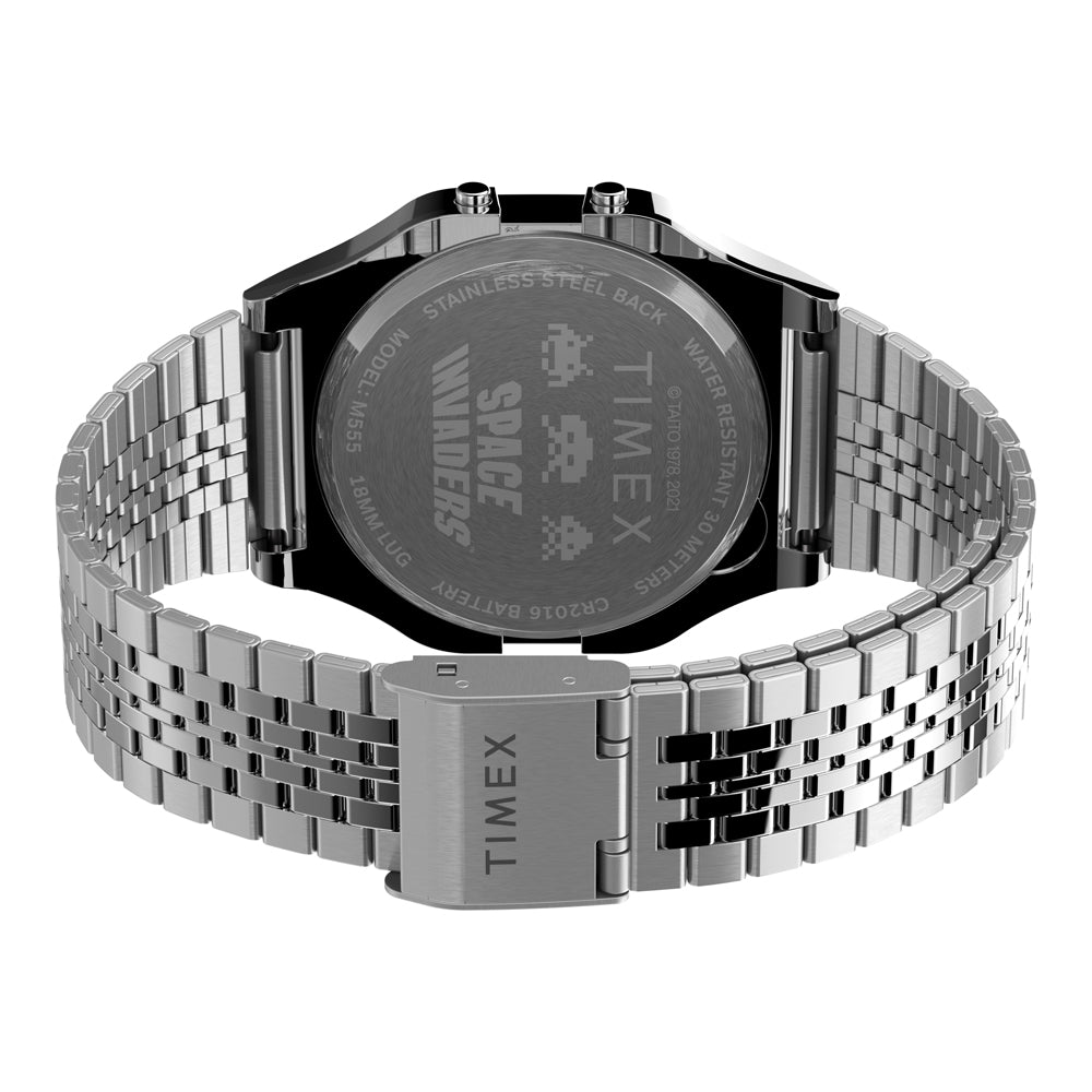 Timex 80 Space Invaders Digital 34mm Stainless Steel Band