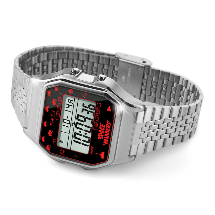 Timex 80 Space Invaders Digital 34mm Stainless Steel Band