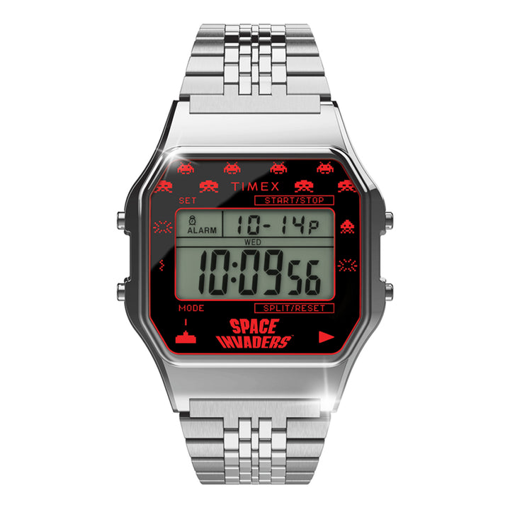 Timex 80 Space Invaders Digital 34mm Stainless Steel Band