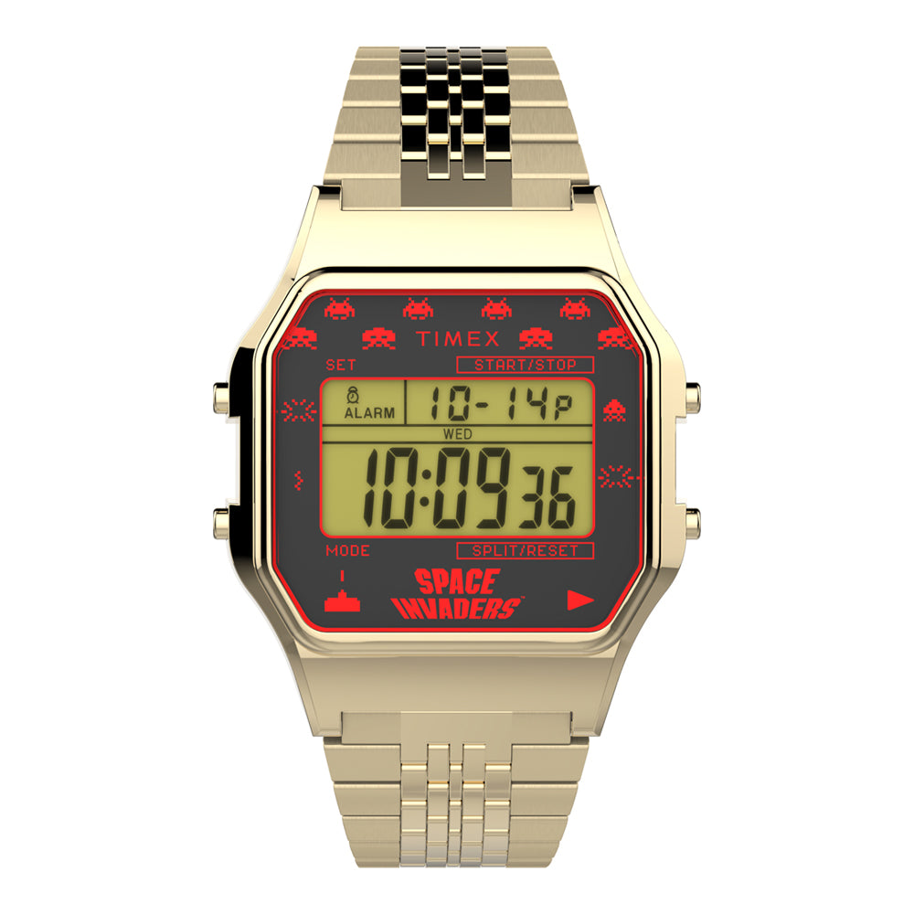 Timex 80 Space Invaders Digital 34mm Stainless Steel Band