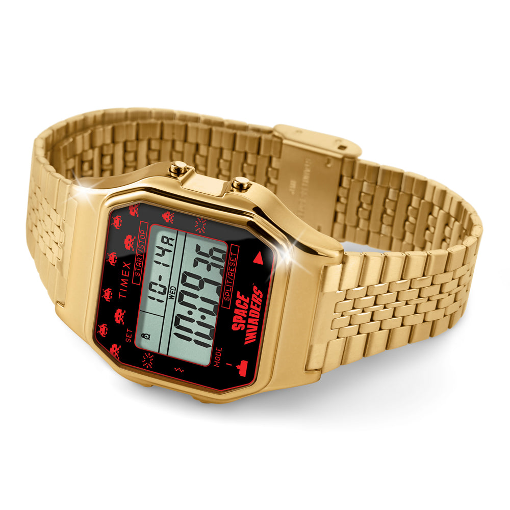 Timex 80 Space Invaders Digital 34mm Stainless Steel Band