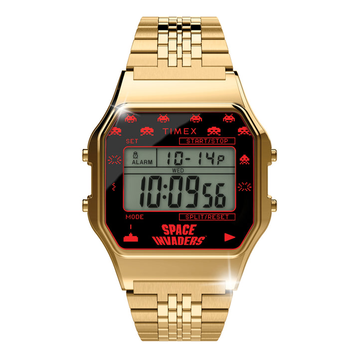 Timex 80 Space Invaders Digital 34mm Stainless Steel Band