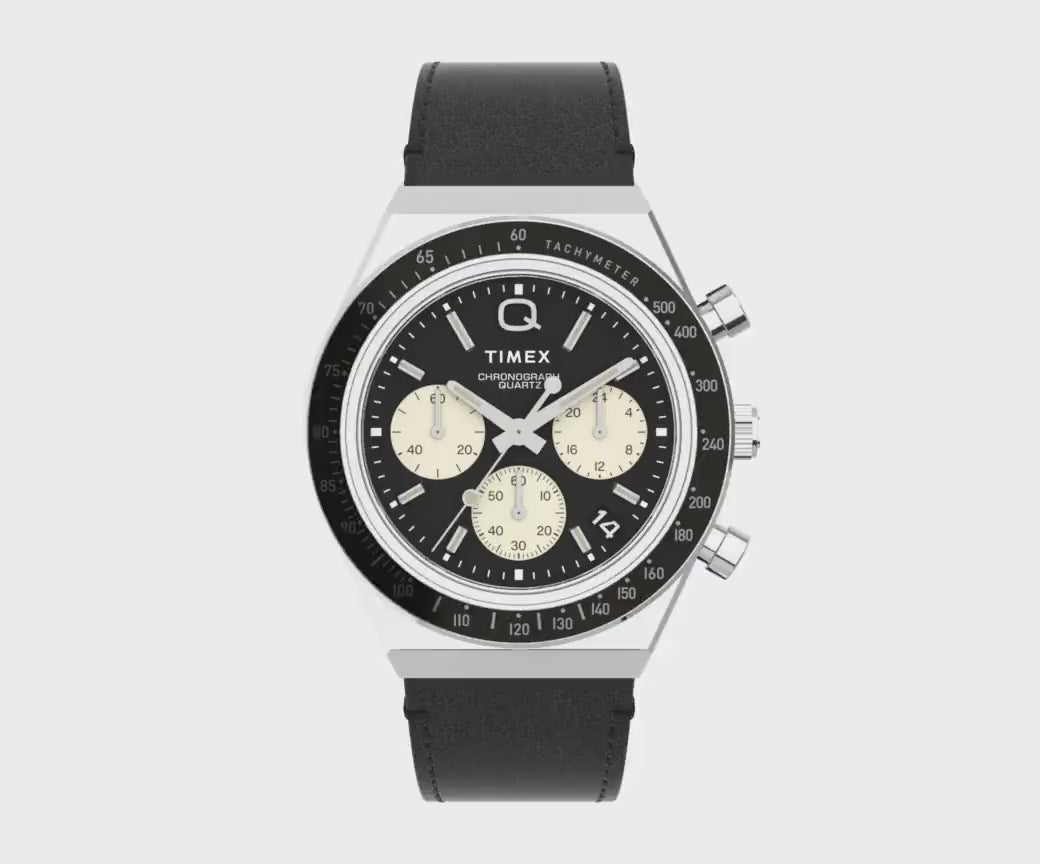 Q Timex Chronograph 40mm Leather Band